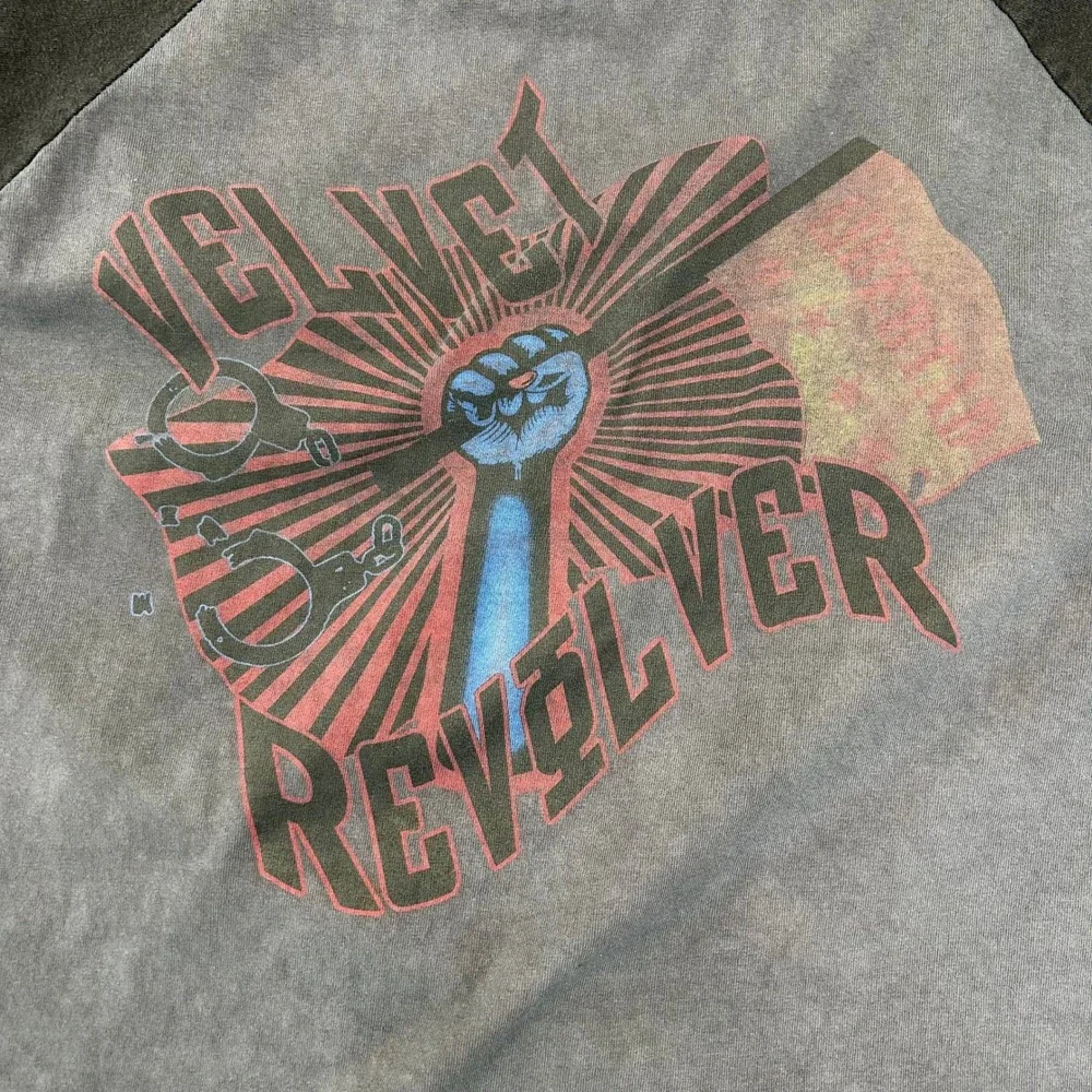 Vintage Velvet Revolver Graphic Tour Tee Mens XL 3/4 Baseball Sleeve Faded Shirt